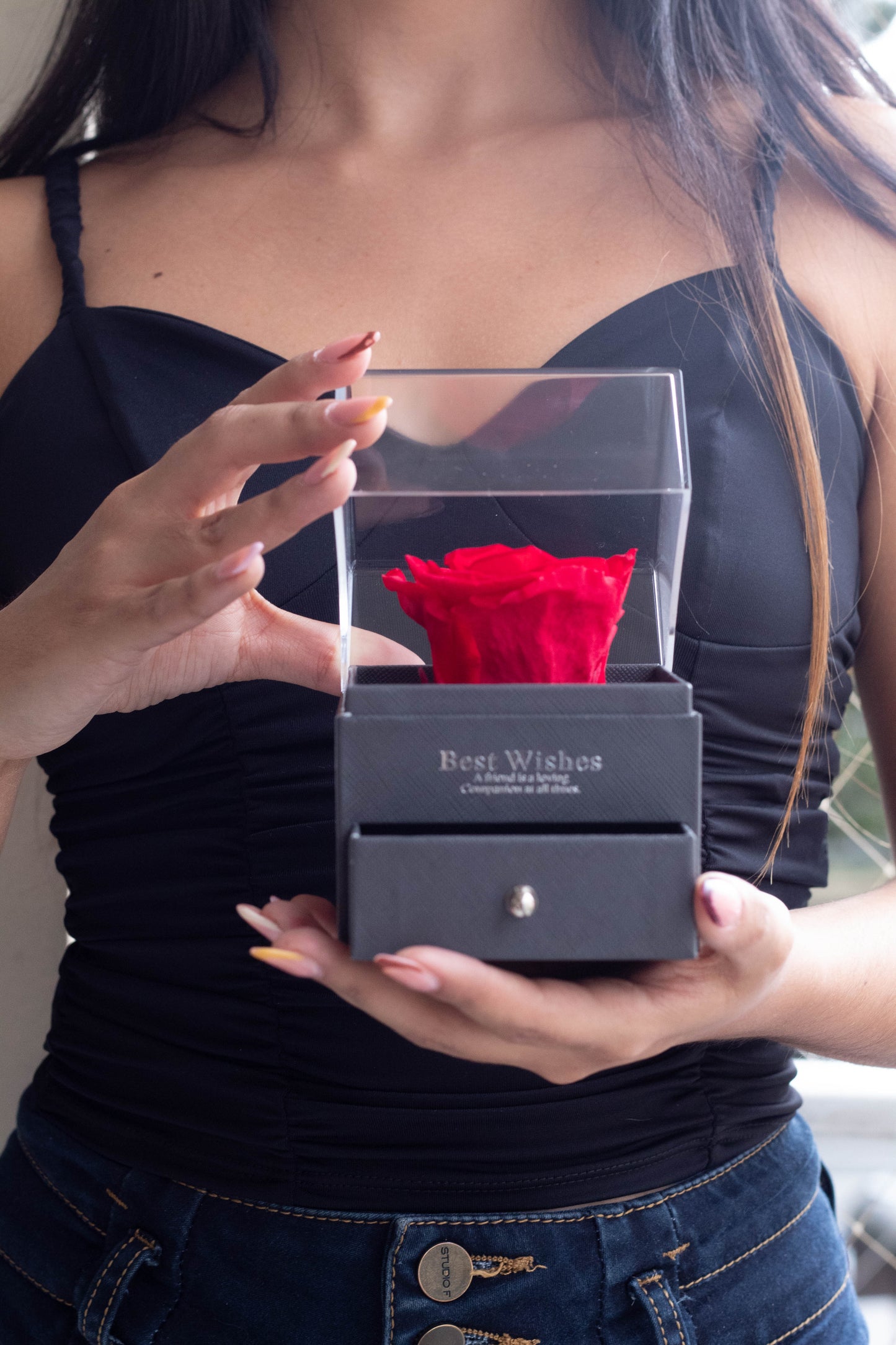 Joyero con rosa