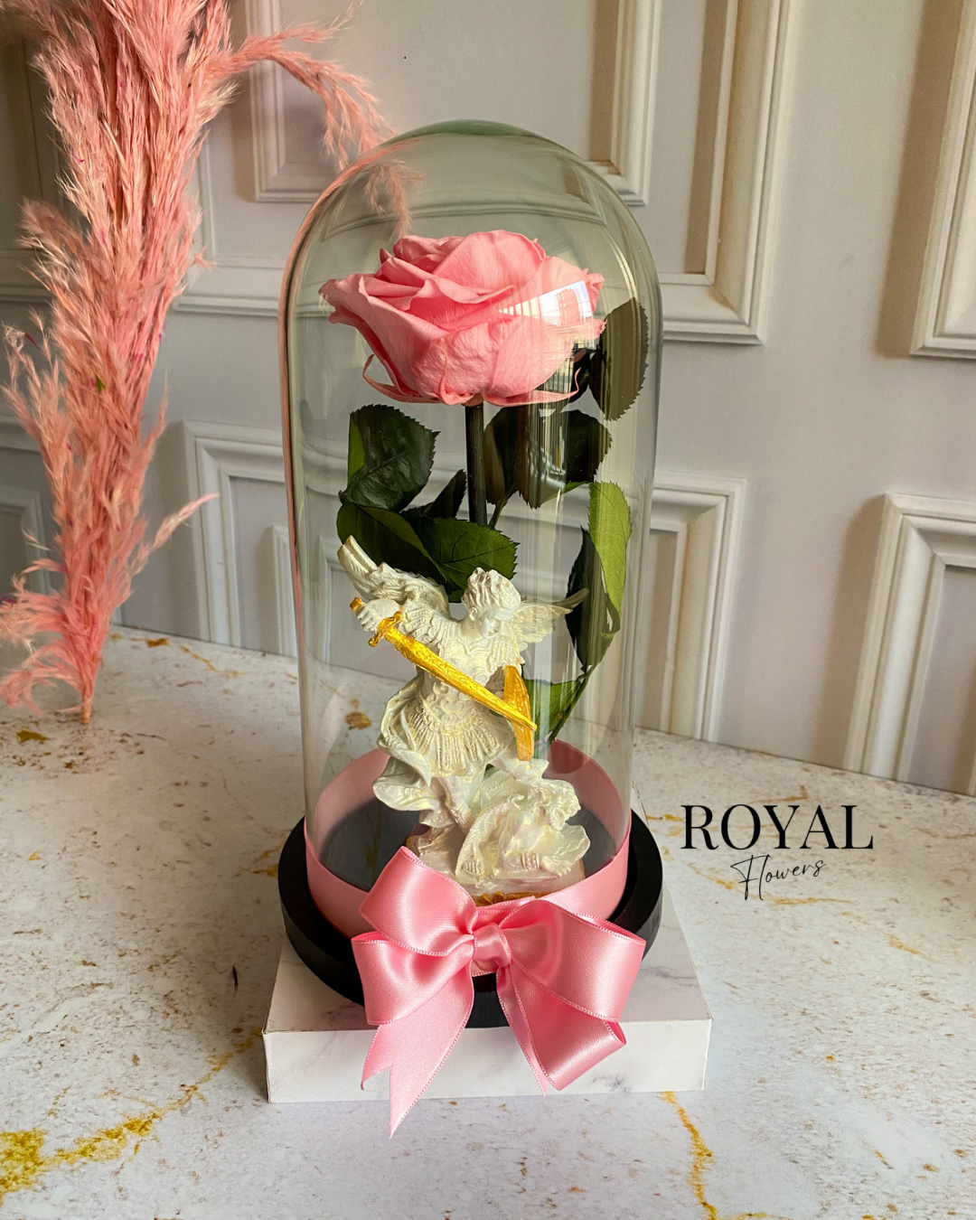 Rosa Premium preservada & Virgen o Santo Blanco 🤍🌹 – Royal Flowers