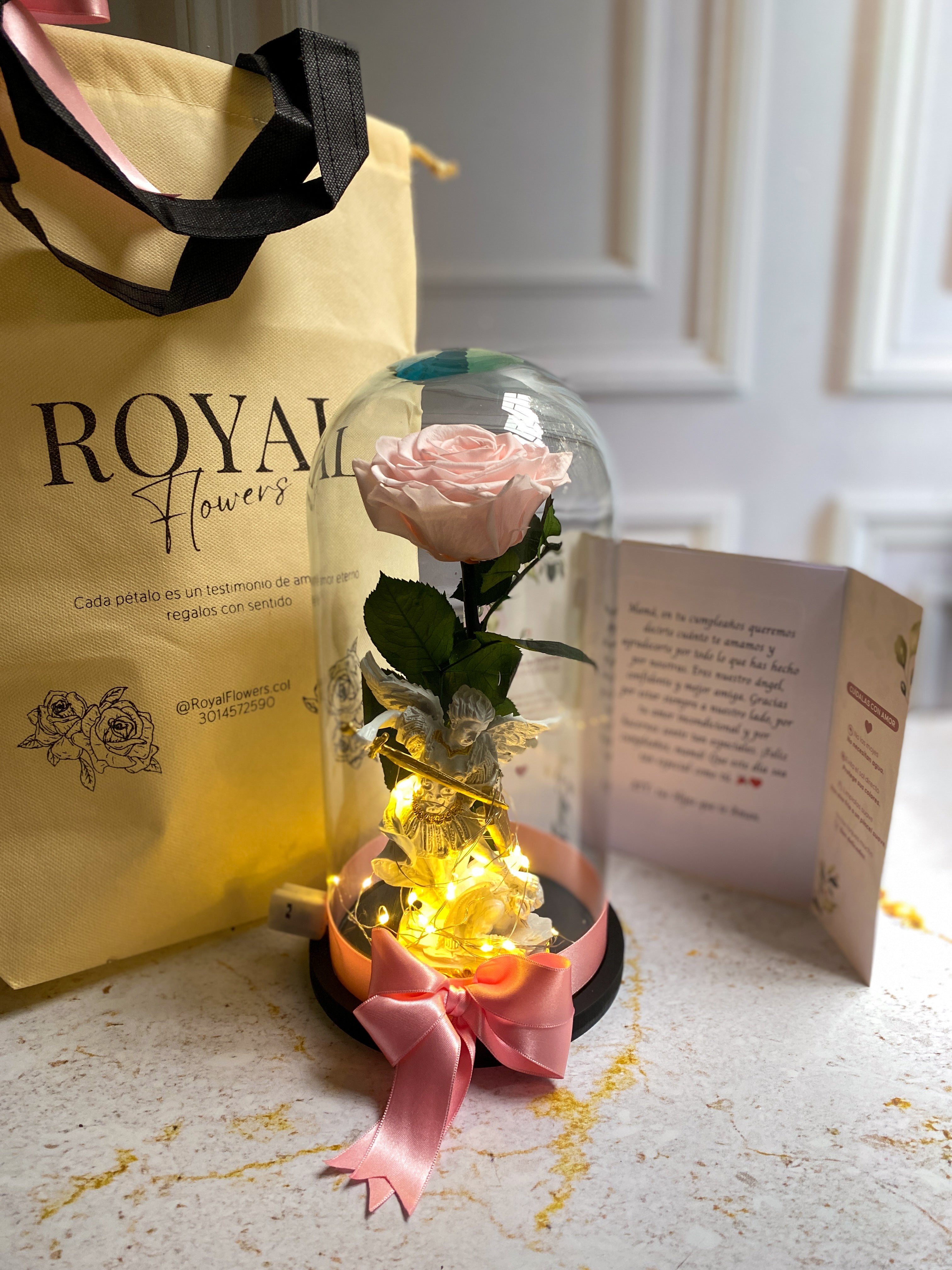 Rosa Premium preservada & Virgen o Santo Blanco 🤍🌹✨
