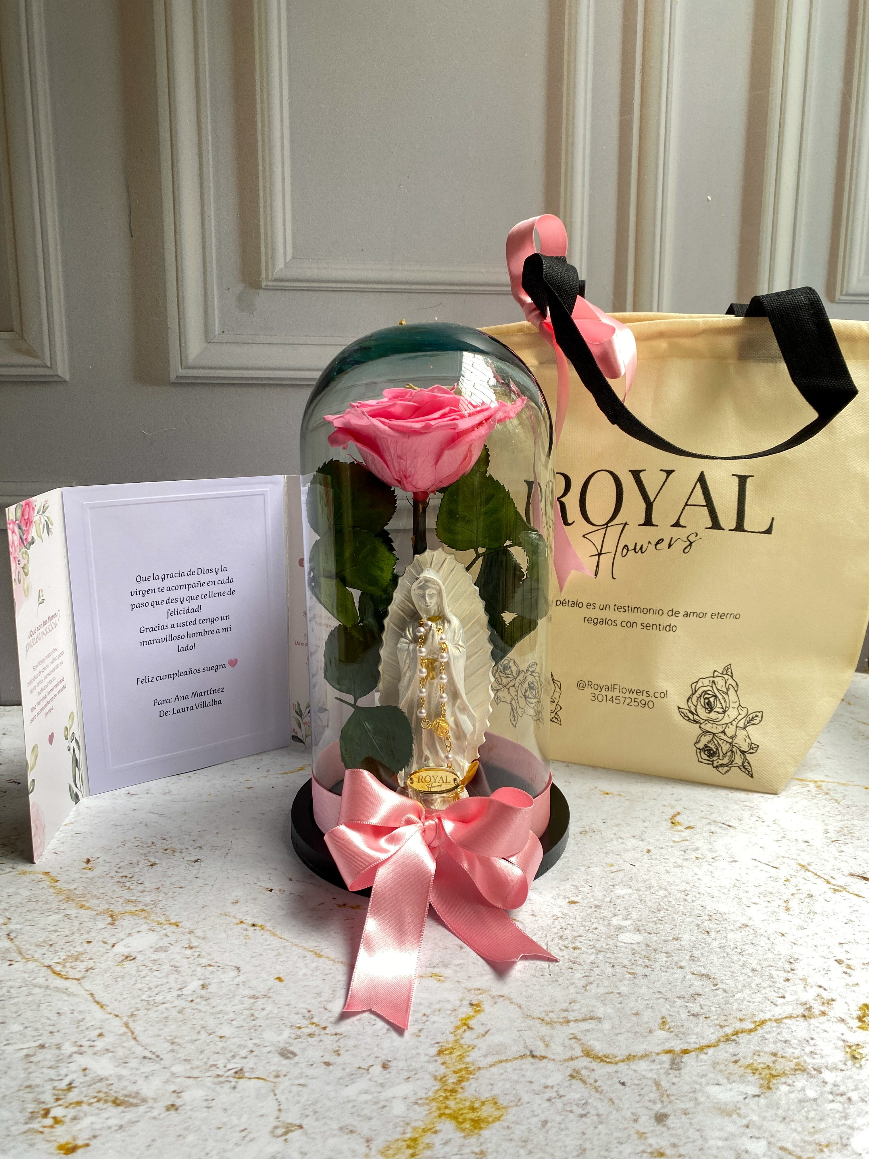Rosa Premium preservada & Virgen o Santo Blanco 🤍🌹✨