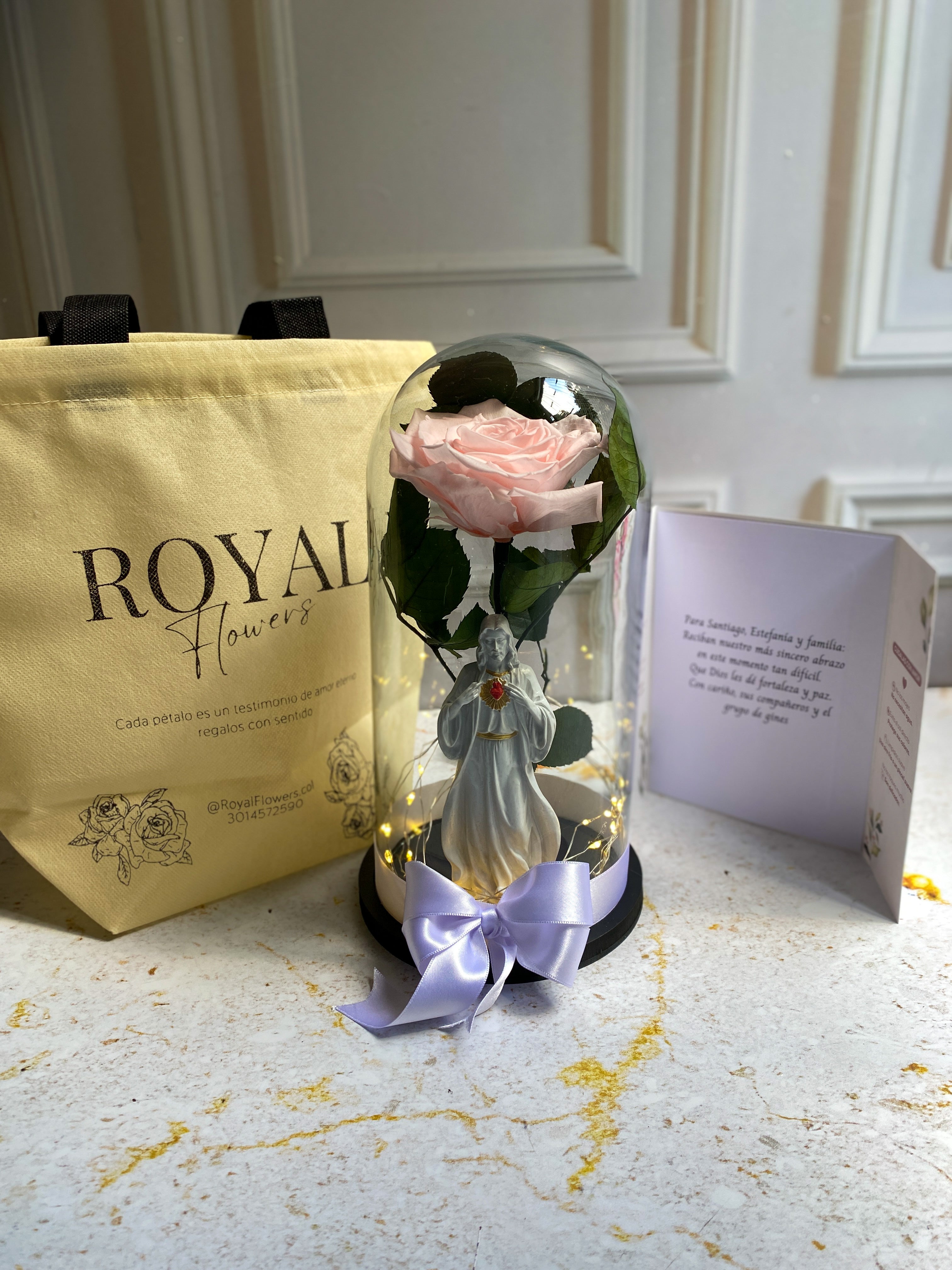 Rosa Premium preservada & Virgen o Santo Blanco 🤍🌹✨